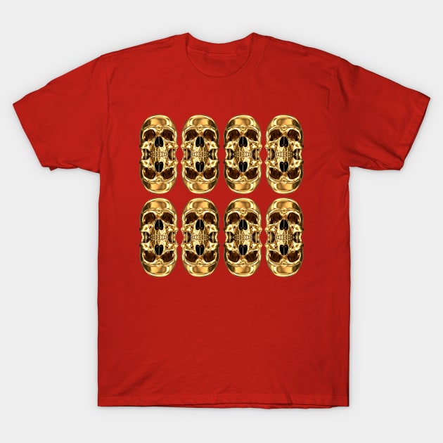 GOLD SKULL ACID BATH | Captain MAGIC Gold Skull Hero | Flaming Skull | Old SKULL Mirror Cult T-Shirt by Tiger Picasso